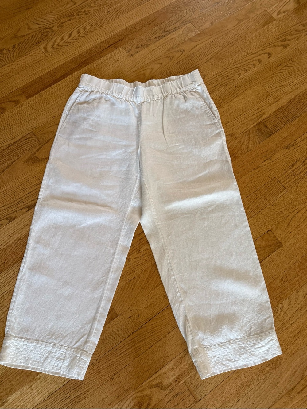 Pure Jill White Linen Cropped Pants